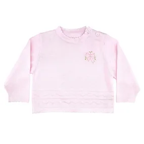 Embroidered Bow Lightweight Knit Sweater