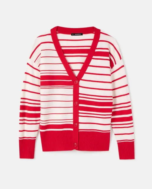 Escorpion ASYMMETRIC STRIPES V-NECK CARDIGAN