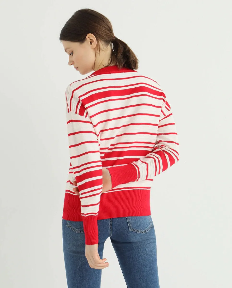 Escorpion ASYMMETRIC STRIPES V-NECK CARDIGAN