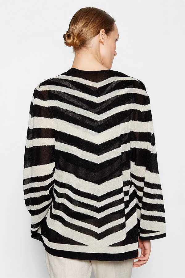 Escorpion TWO-TONE METALLIC INTARSIA DROPPED SLEEVE CARDIGAN