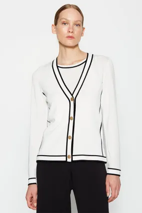 Escorpion WHITE TWO-TONE DETAIL CARDIGAN