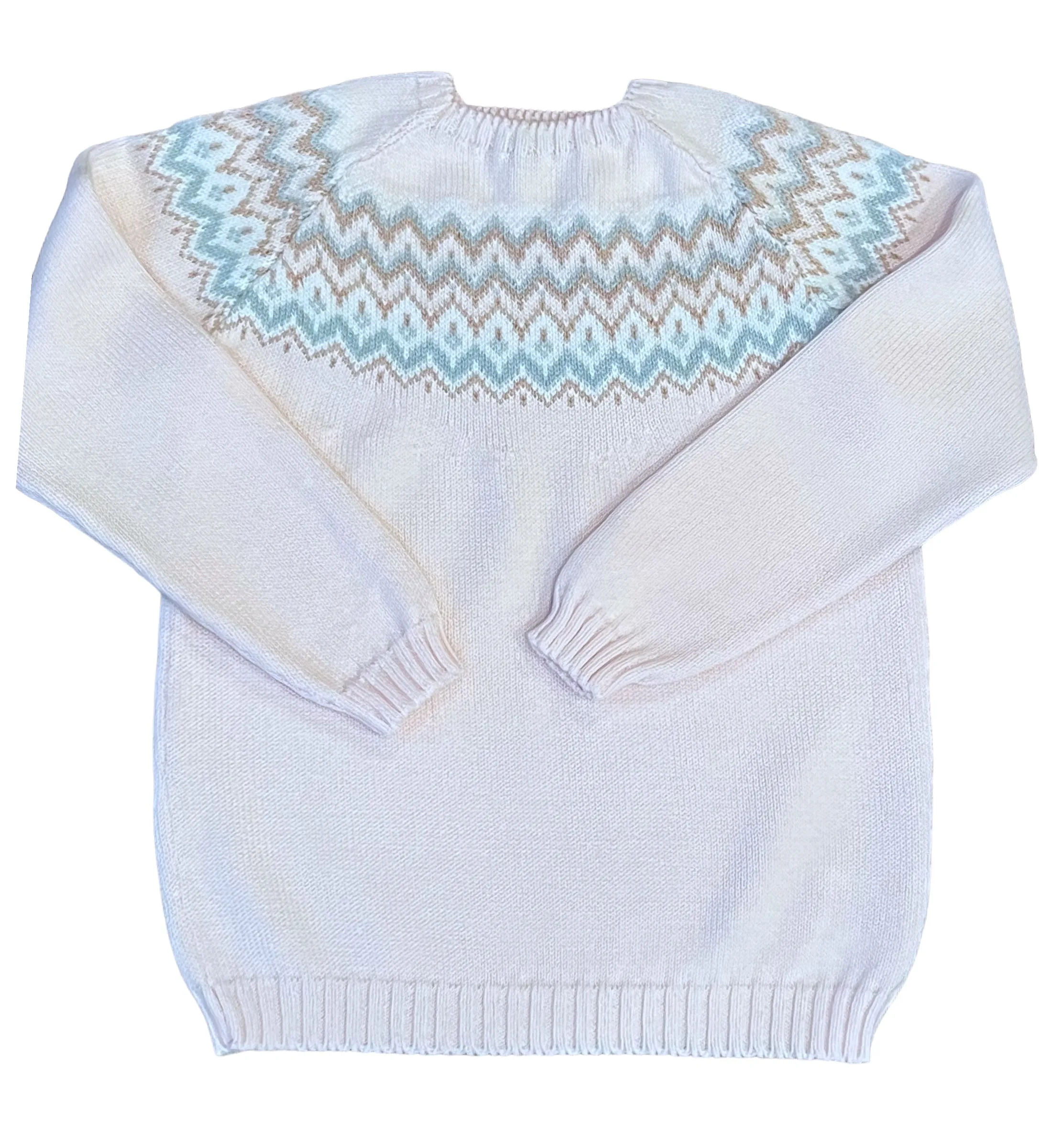 Fair Isle Herringbone Sweater | Pink