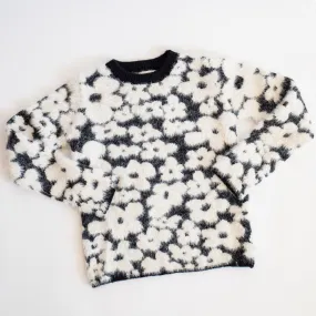 Floral Eyelash Sweater | Black + White