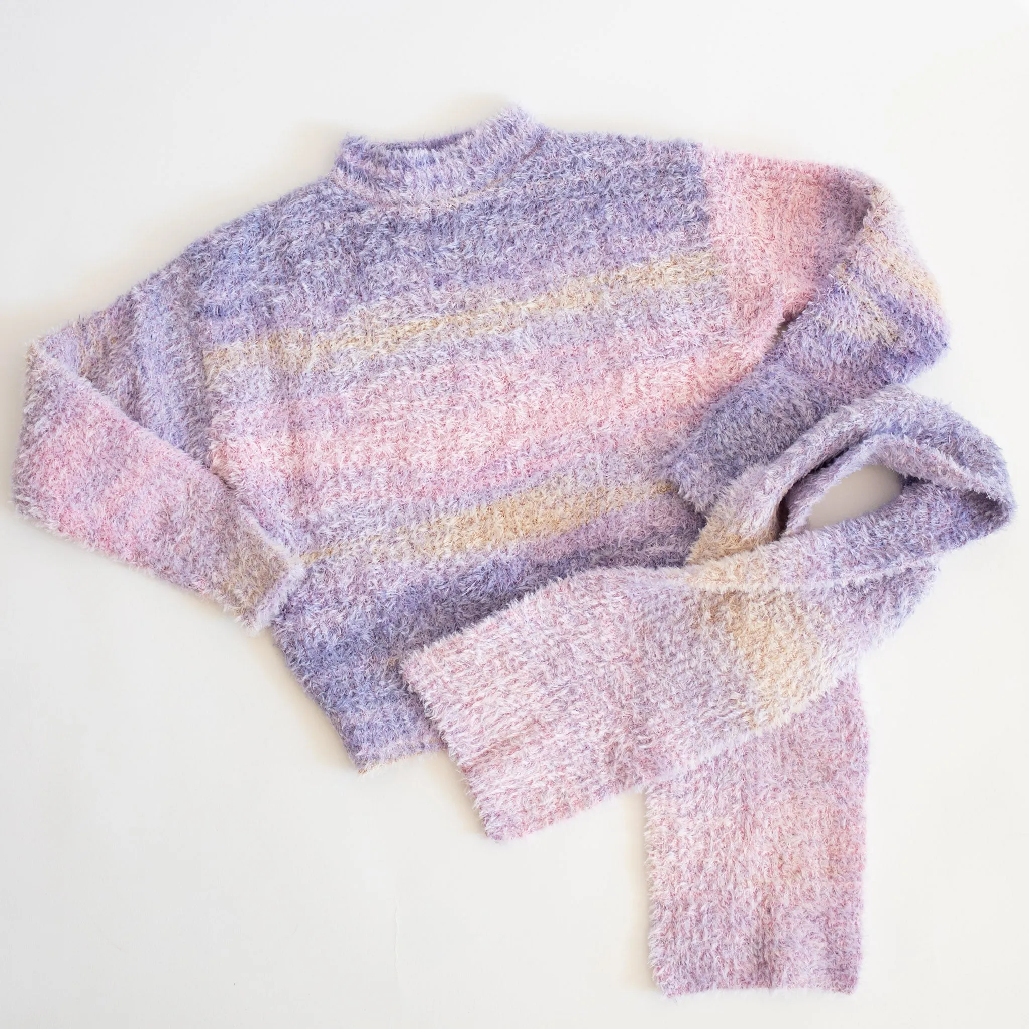 Fluffy Sweater + Scarf | Pink + Purple