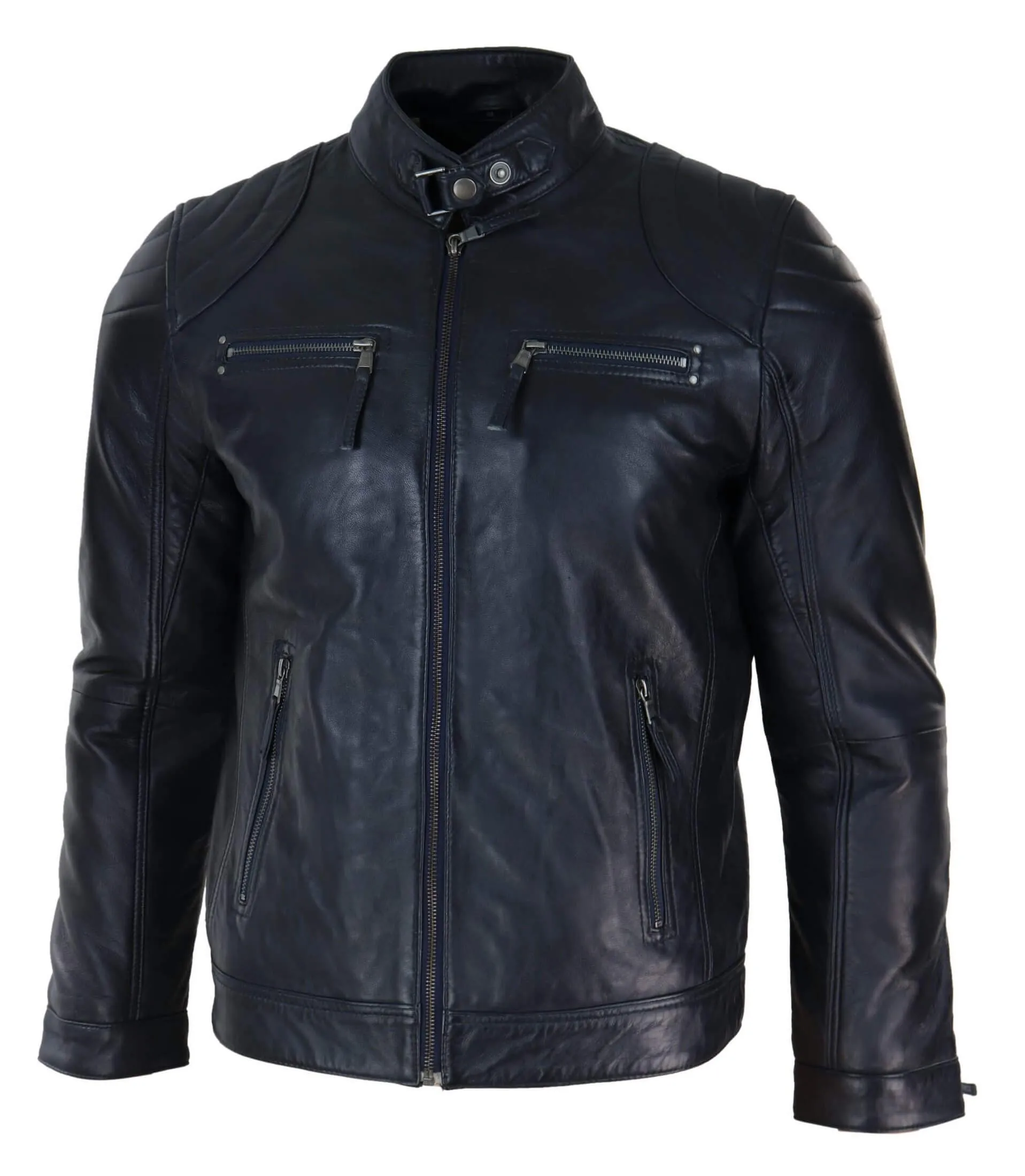 Genuine Leather Black Biker Jacket for Men