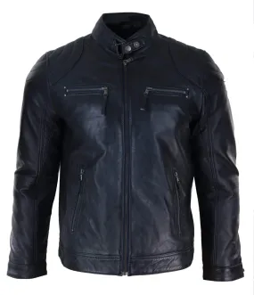 Genuine Leather Black Biker Jacket for Men