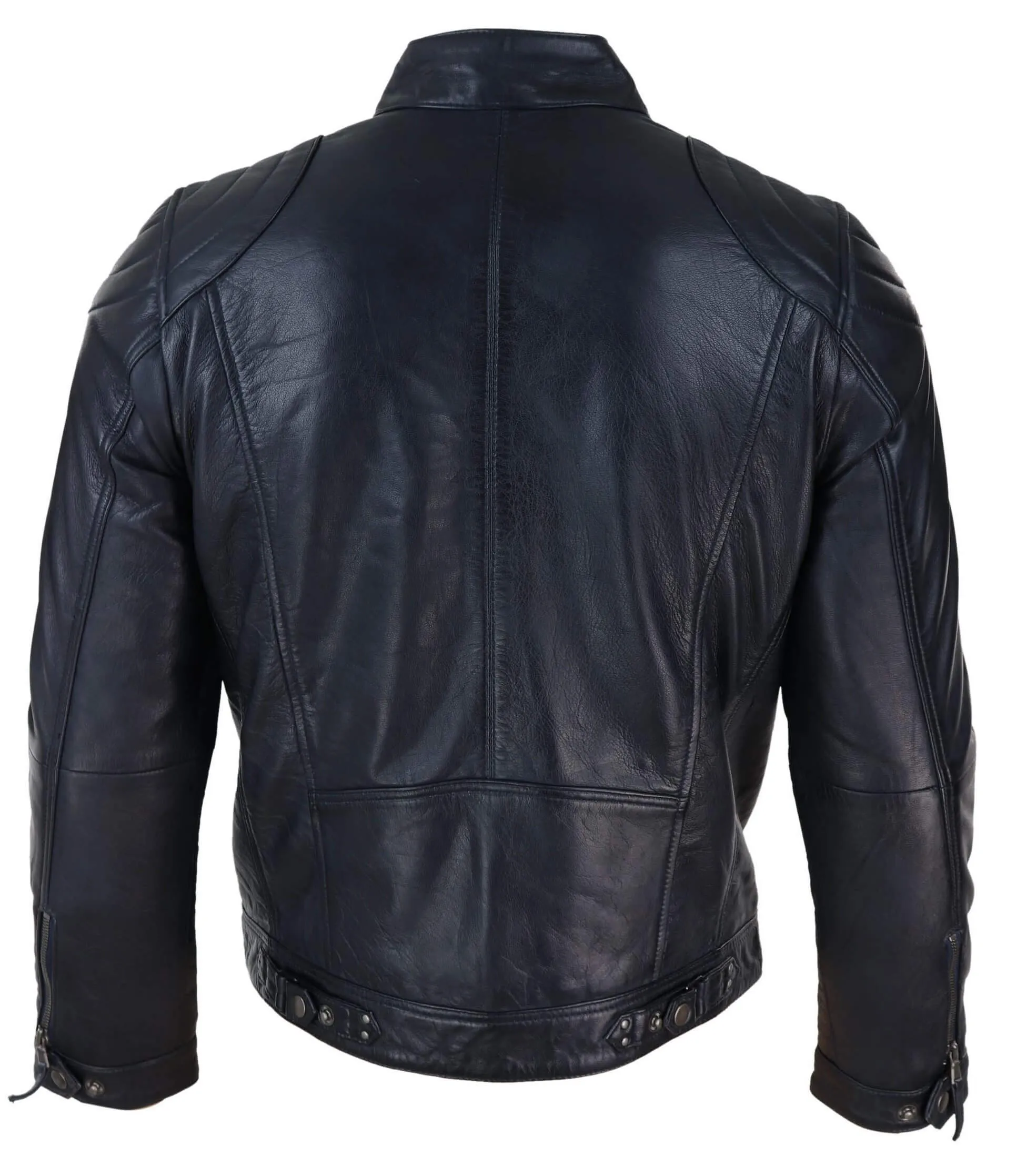 Genuine Leather Black Biker Jacket for Men