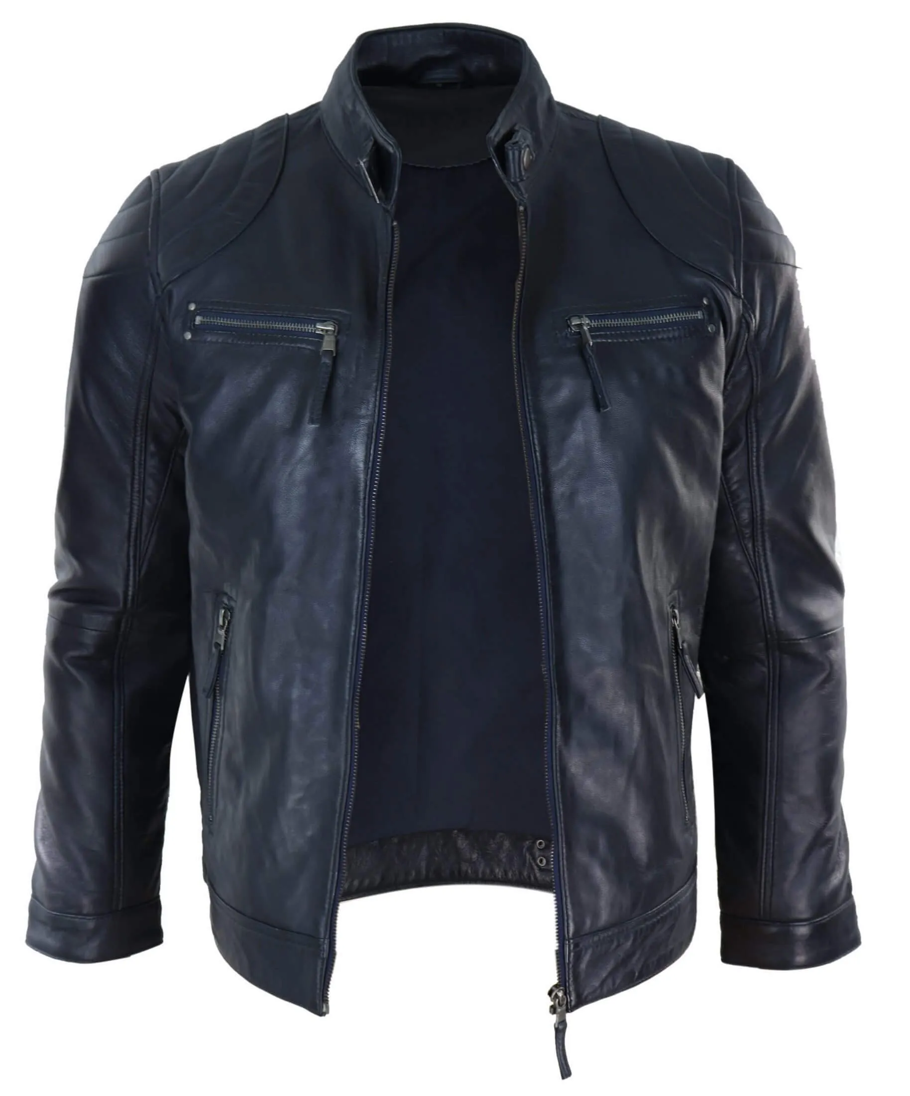 Genuine Leather Black Biker Jacket for Men