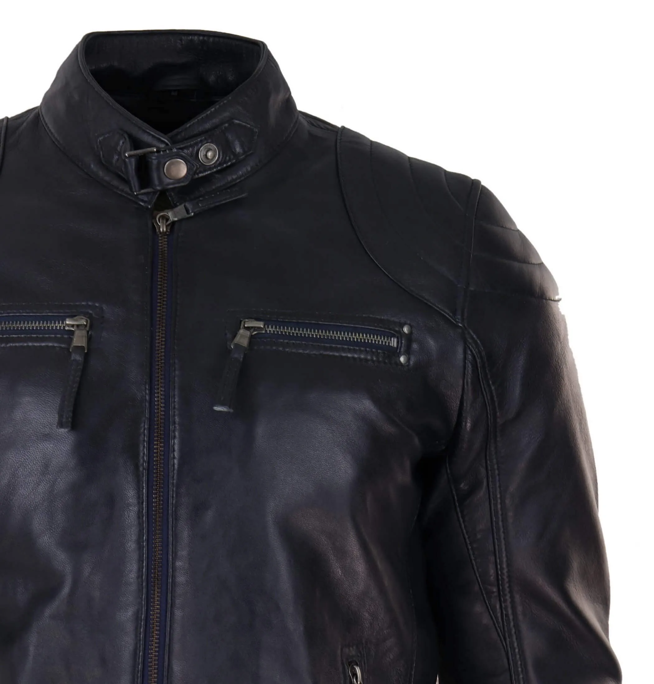 Genuine Leather Black Biker Jacket for Men