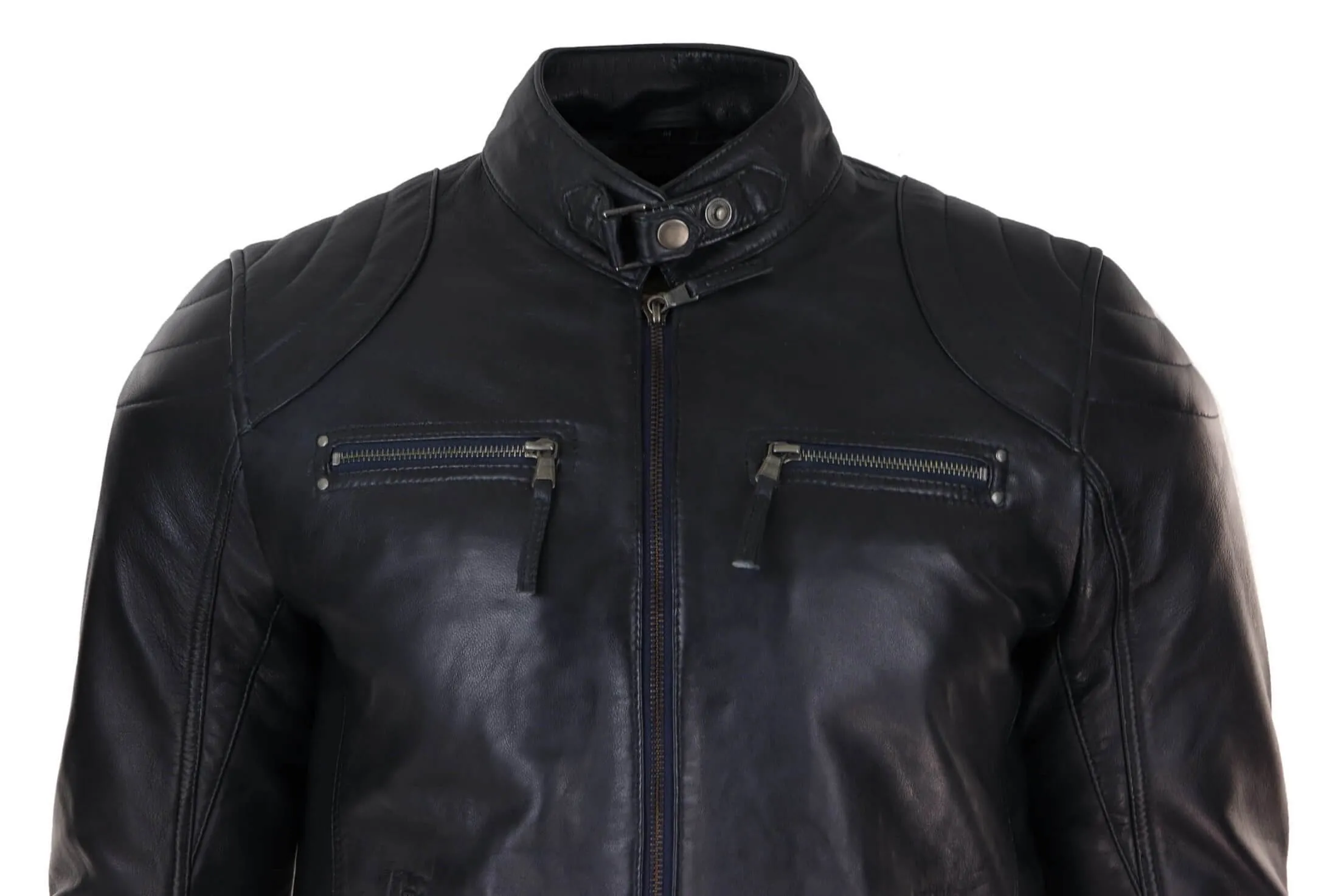 Genuine Leather Black Biker Jacket for Men