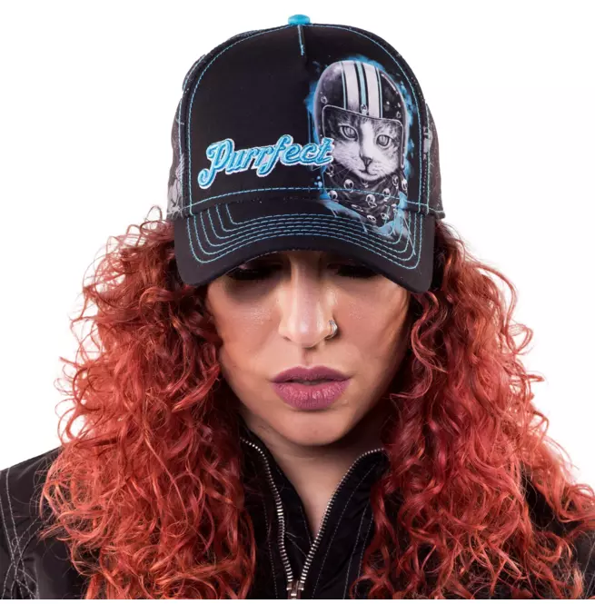 Gothic Women's Purfect Helmet Cat 5-panel Embroidered Hat