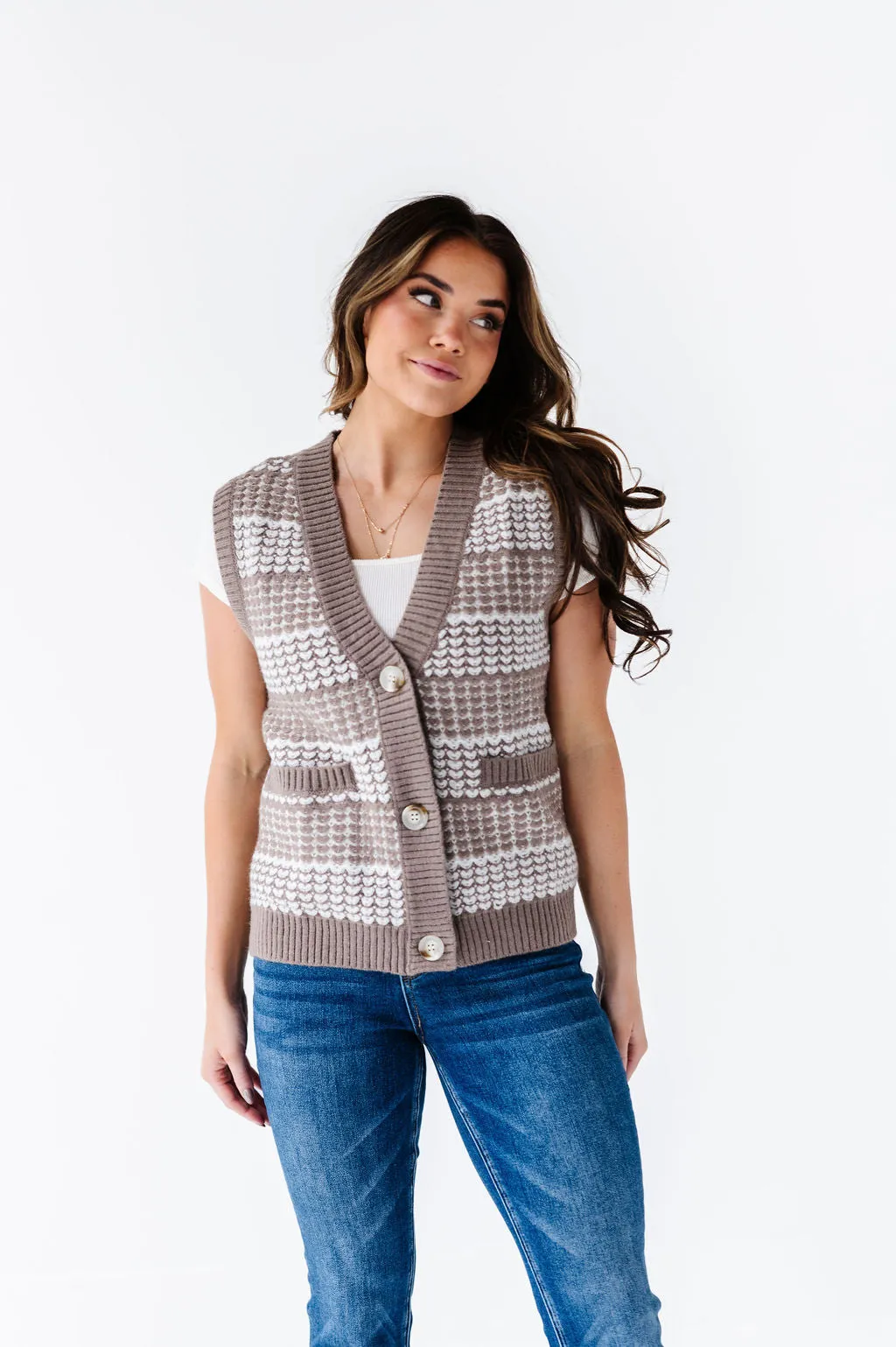 Gwyneth Textured Sweater Vest - Size Small Left