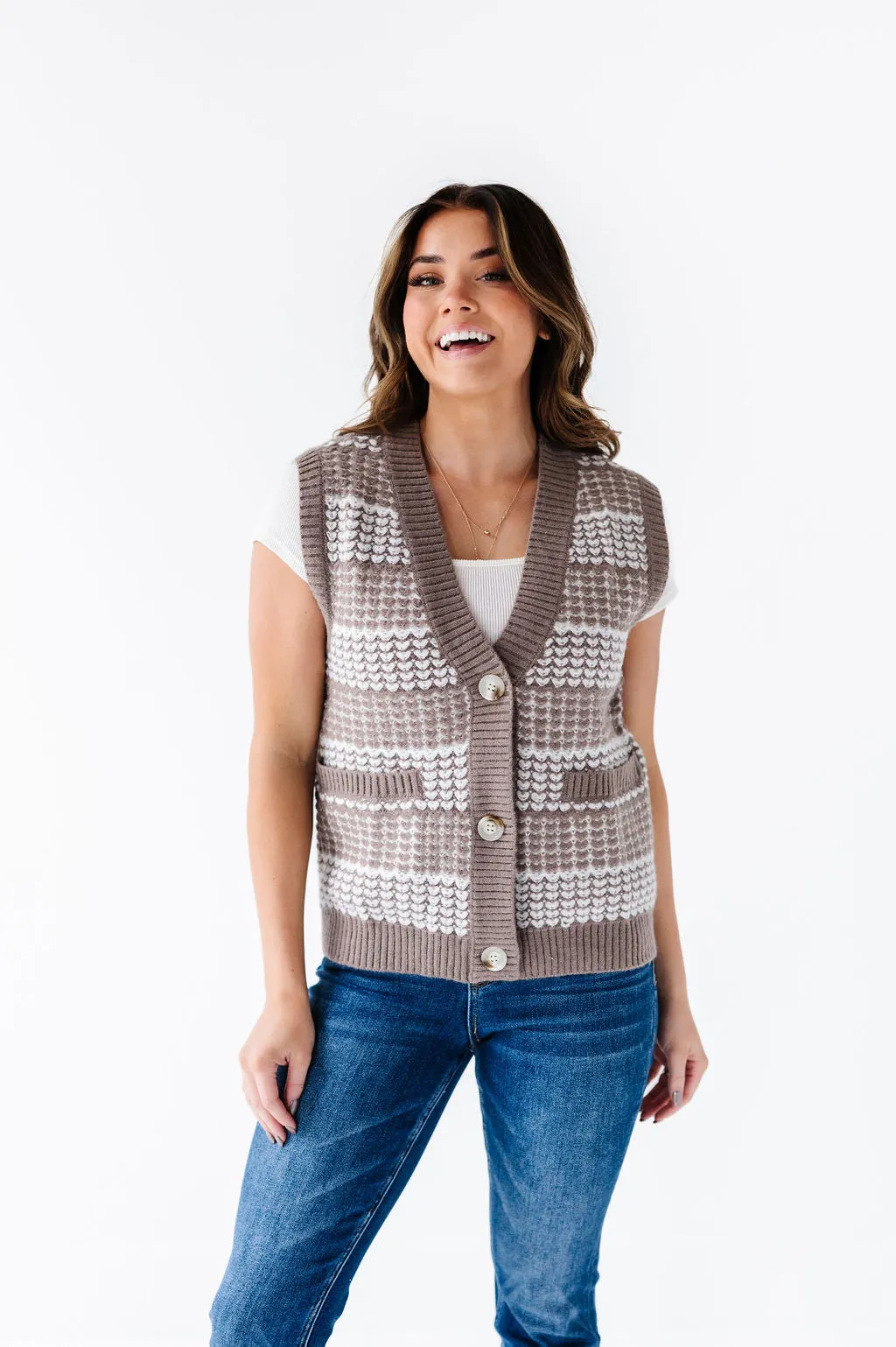 Gwyneth Textured Sweater Vest - Size Small Left