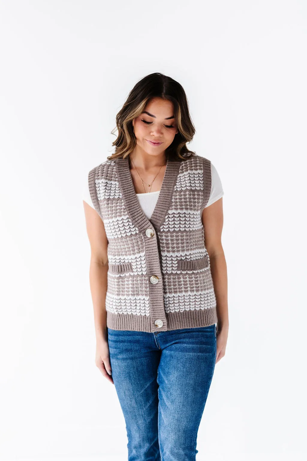 Gwyneth Textured Sweater Vest - Size Small Left