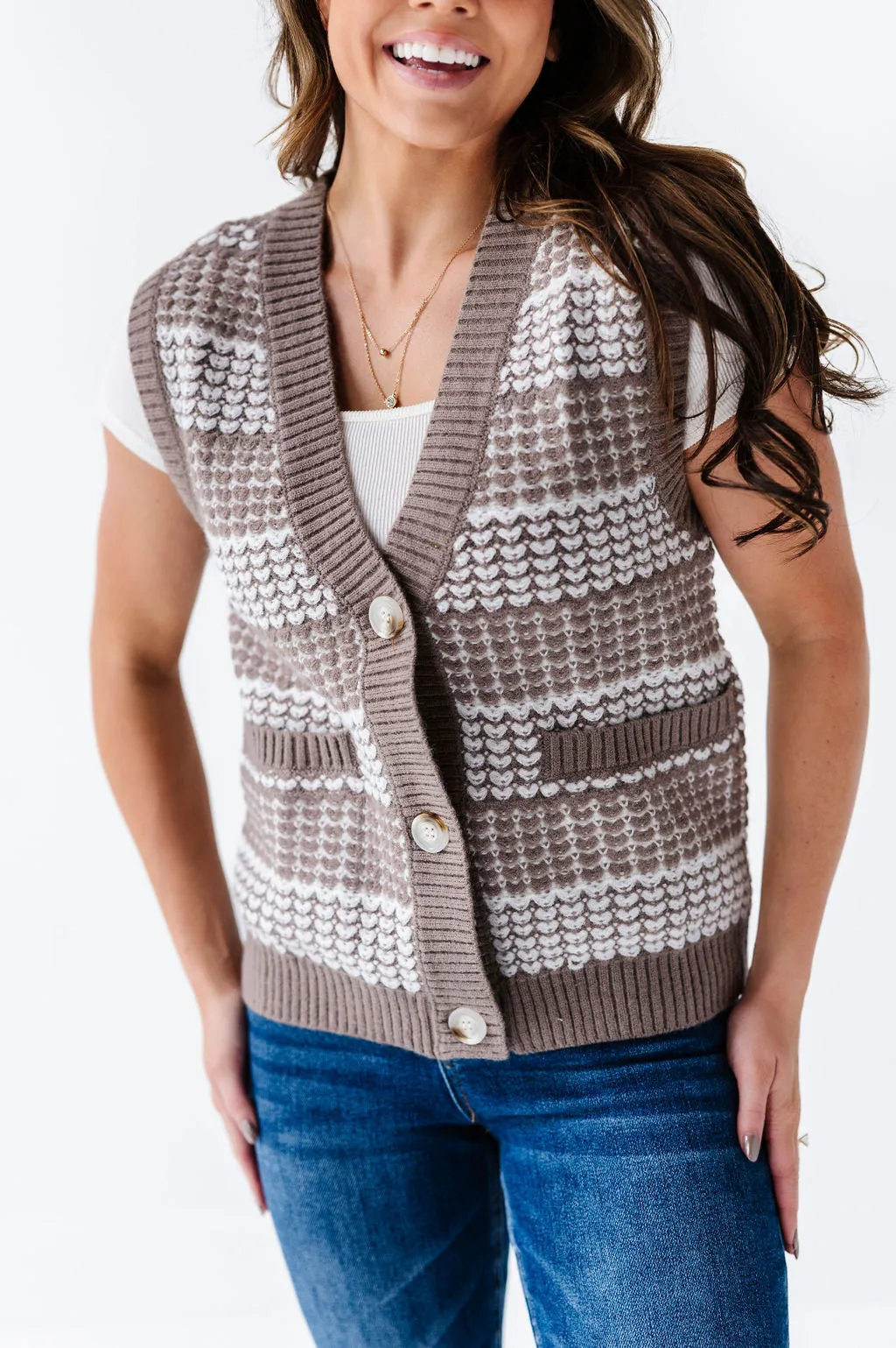 Gwyneth Textured Sweater Vest - Size Small Left