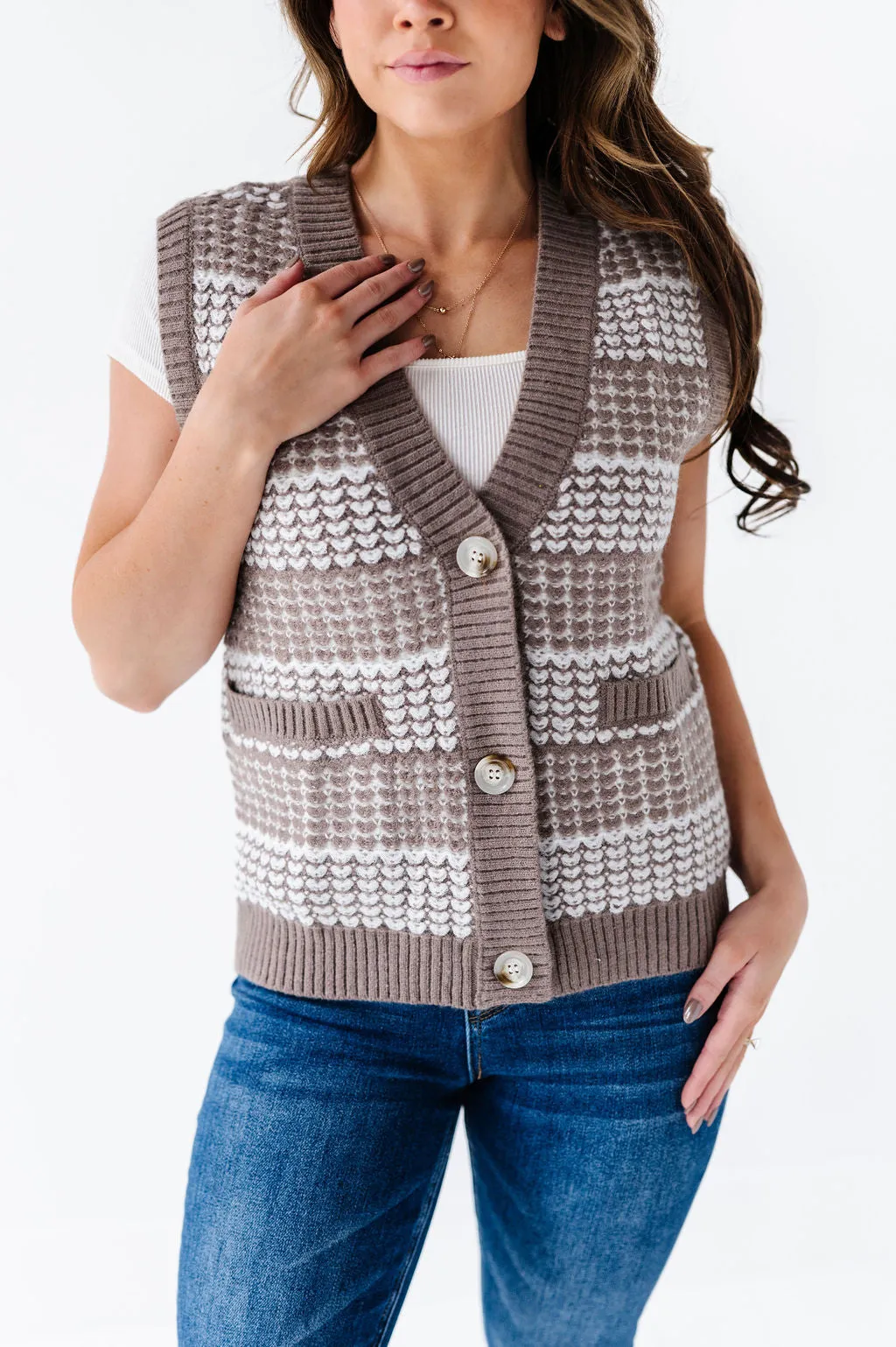 Gwyneth Textured Sweater Vest - Size Small Left