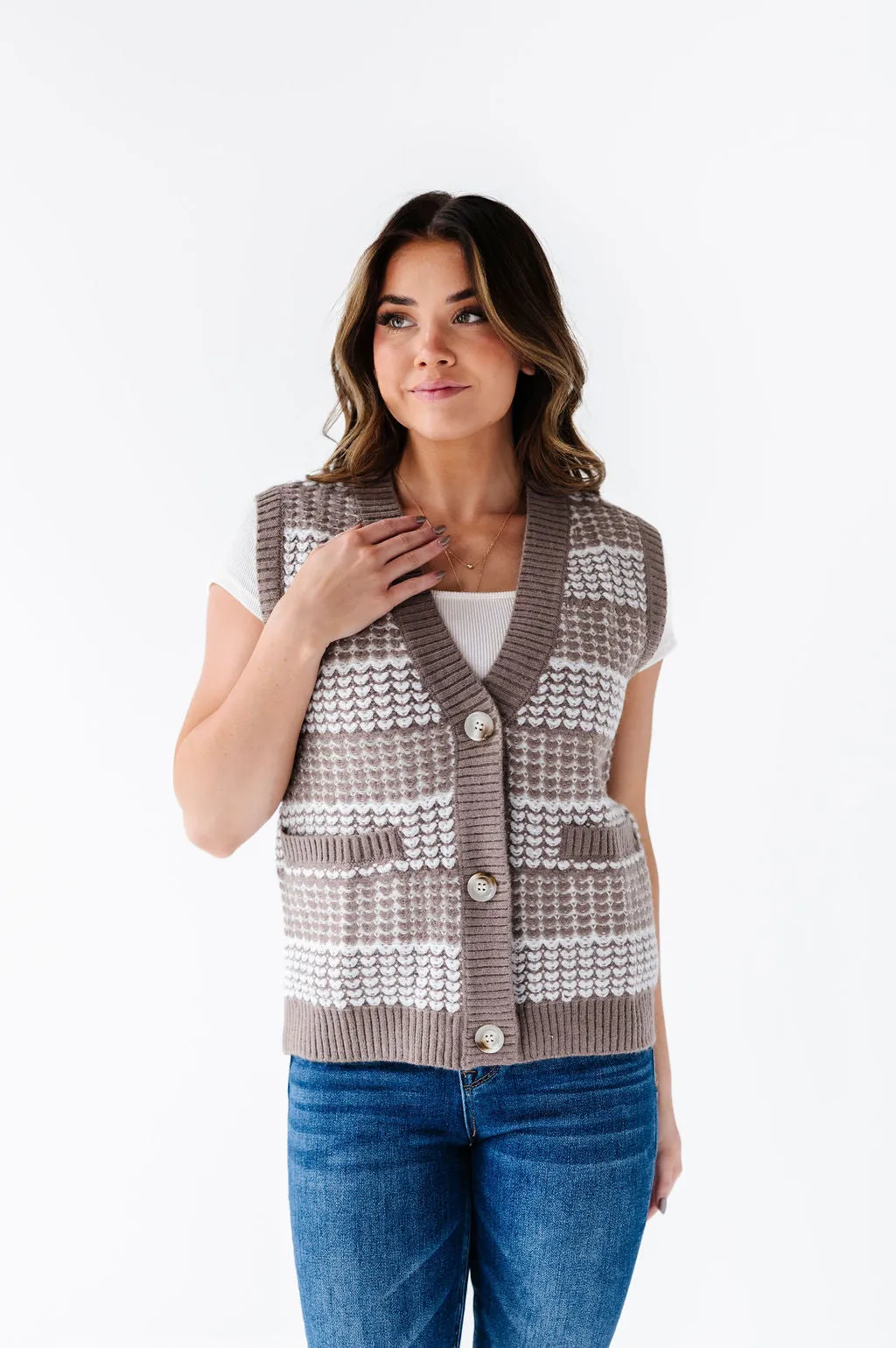 Gwyneth Textured Sweater Vest - Size Small Left