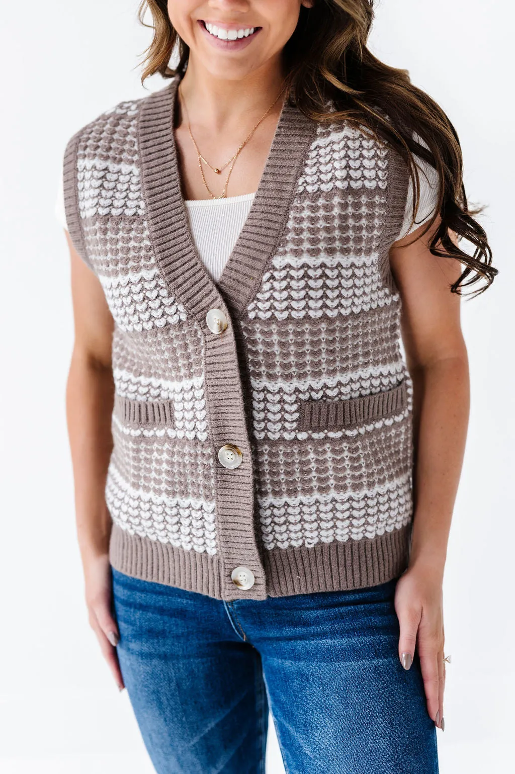 Gwyneth Textured Sweater Vest - Size Small Left