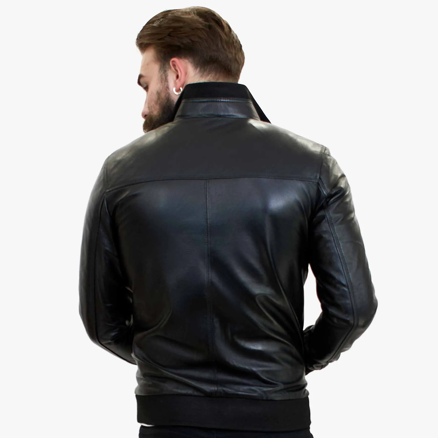 Happy Gentleman B109 - Lamb Leather Bomber Jacket for Men - Tailored Fit