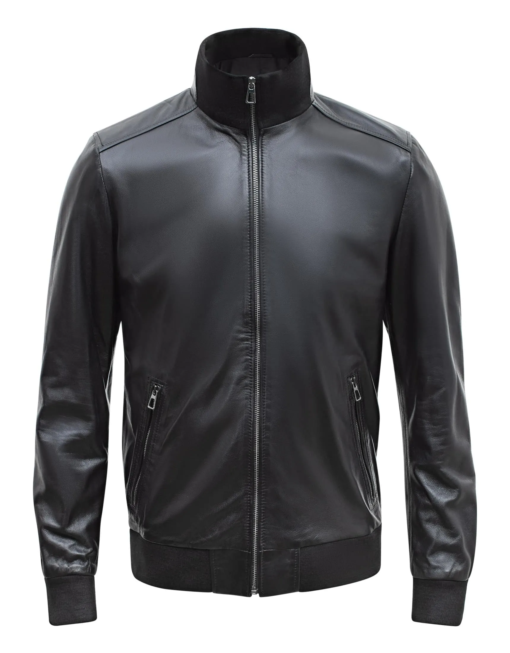 Happy Gentleman B109 - Lamb Leather Bomber Jacket for Men - Tailored Fit