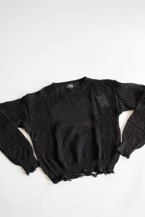 Heart Knit Sweater | Black