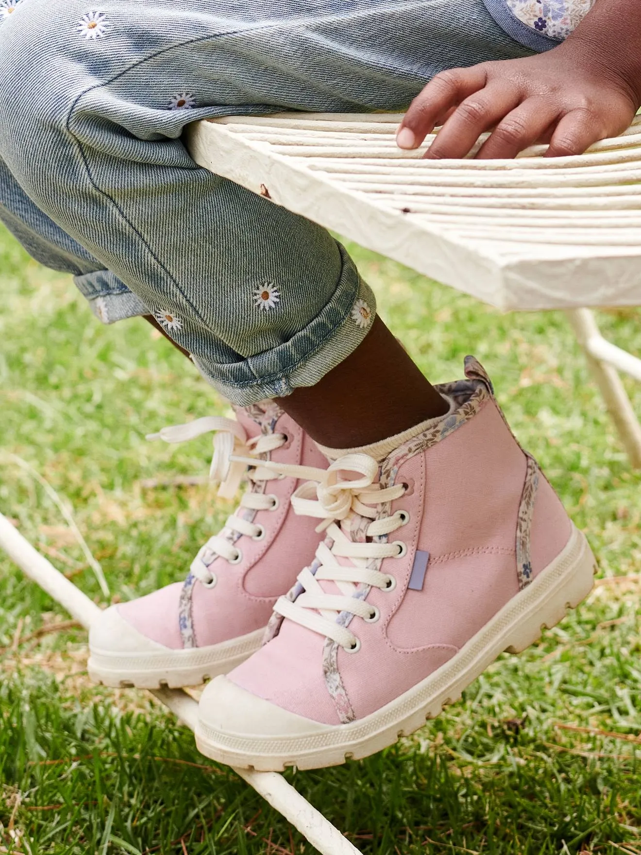 High Top Trainers with Zip & Laces for Children - rose