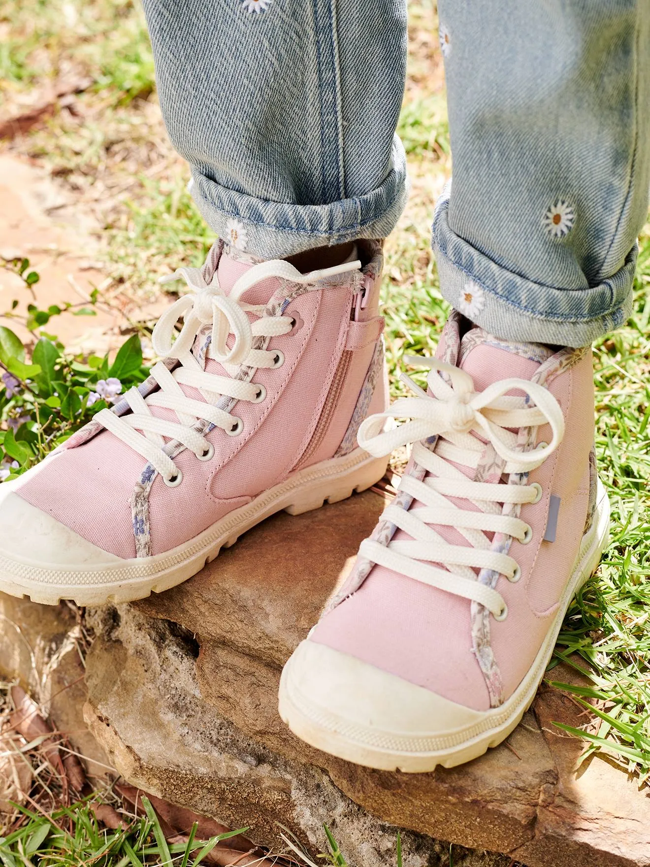 High Top Trainers with Zip & Laces for Children - rose