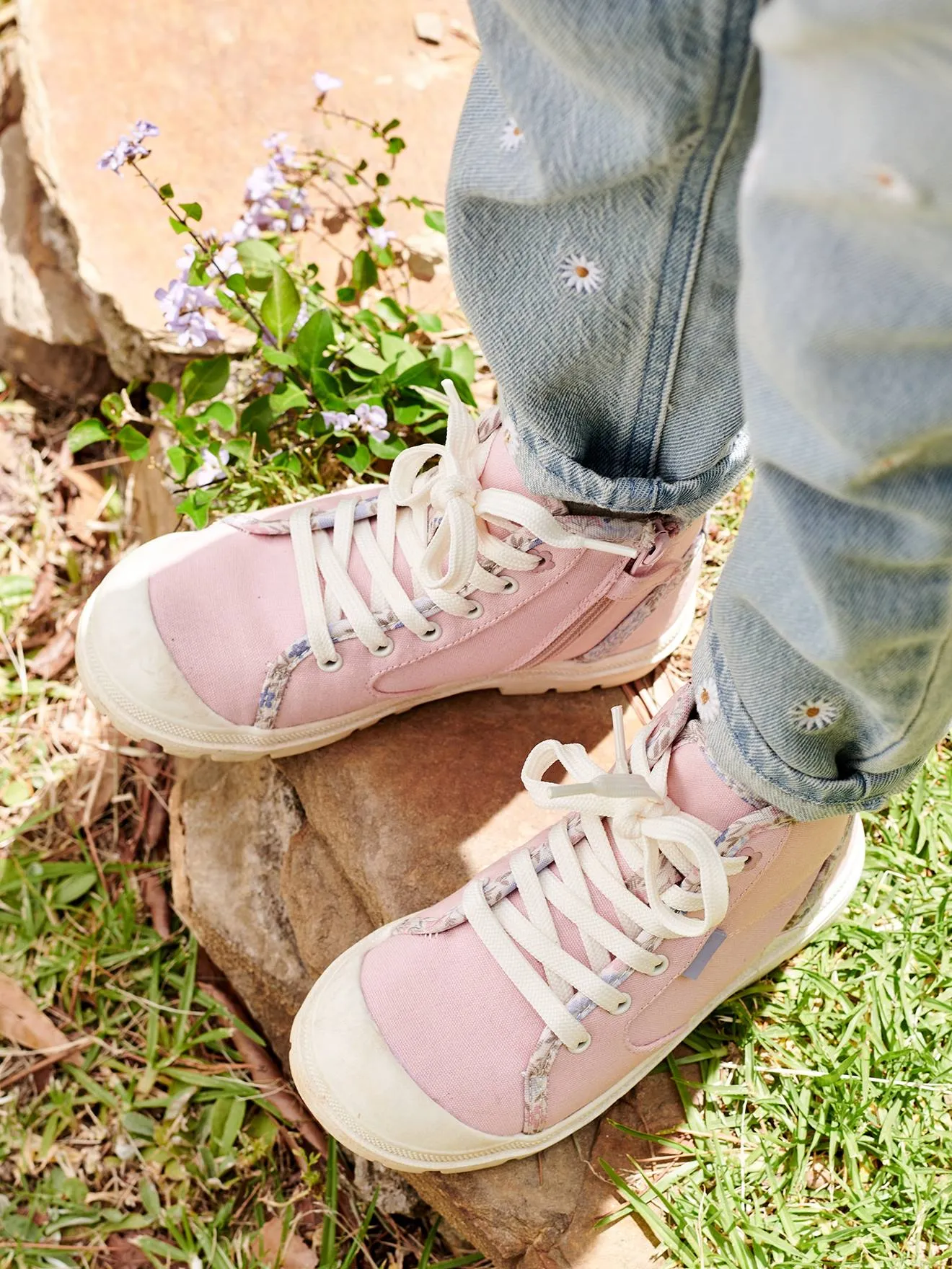 High Top Trainers with Zip & Laces for Children - rose