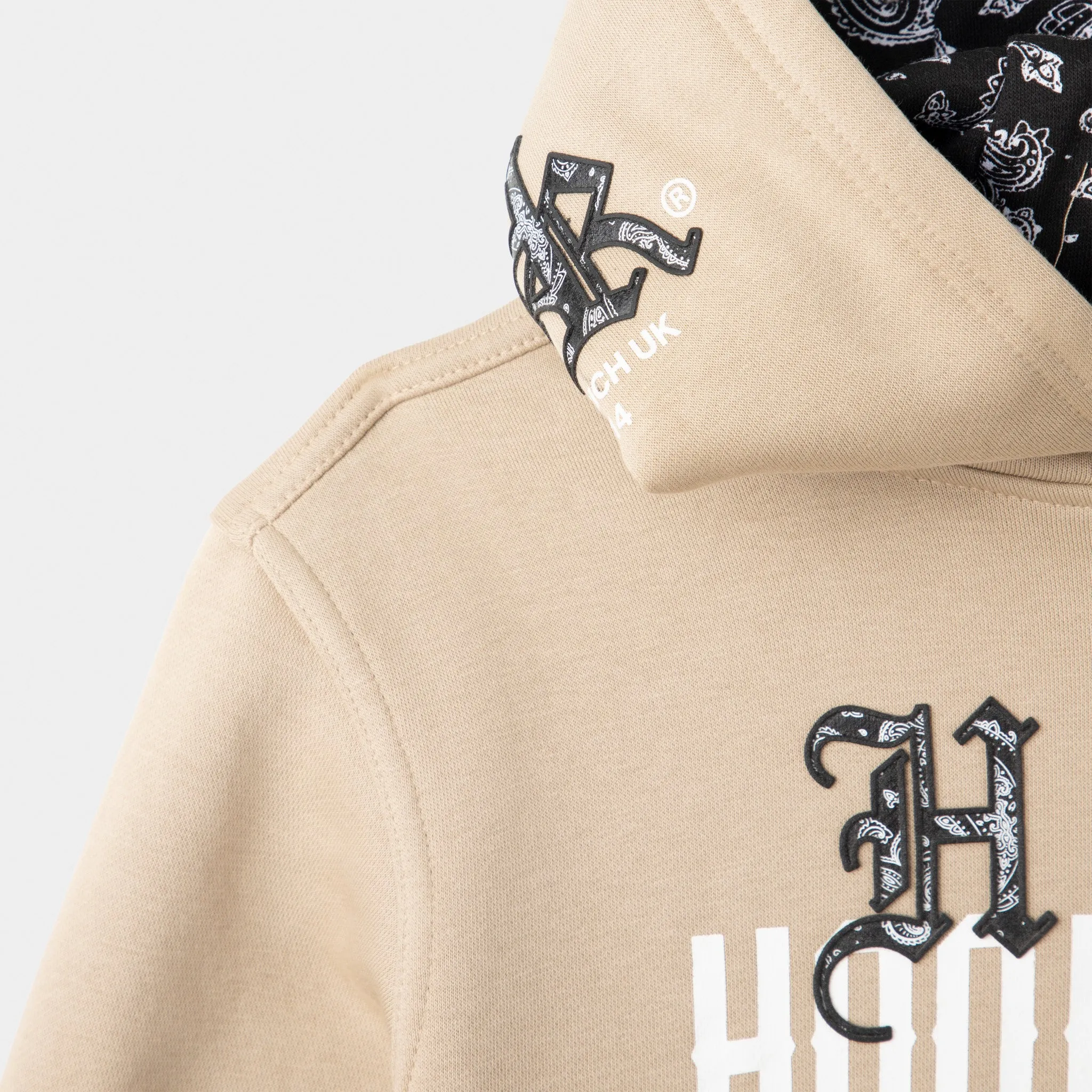 Hoodrich Junior Boys Eterno Pullover Hoodie Oxford Tan / White - Black