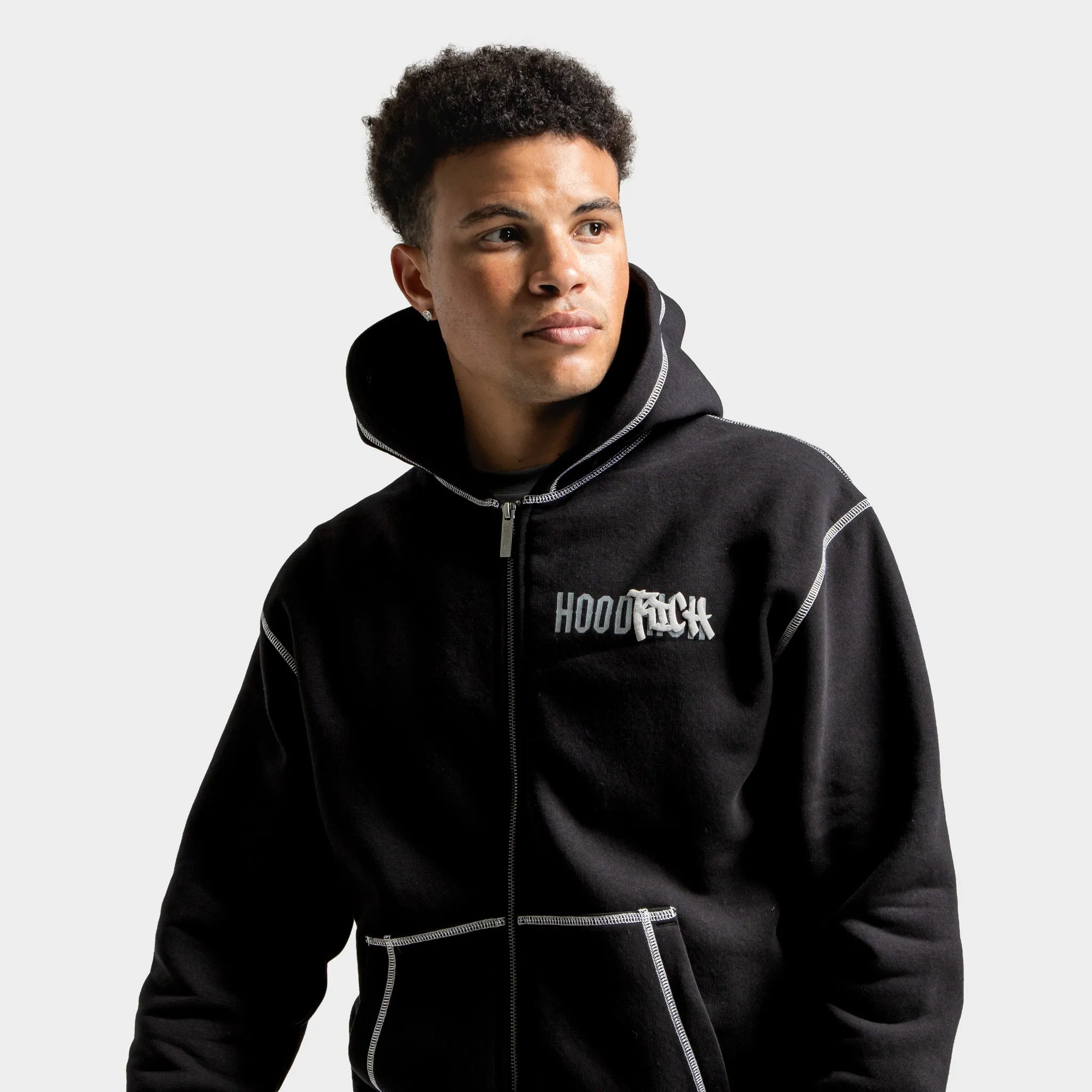 Hoodrich Wandal Zip-through Hoodie Black / Lava Smoke - Quiet Grey