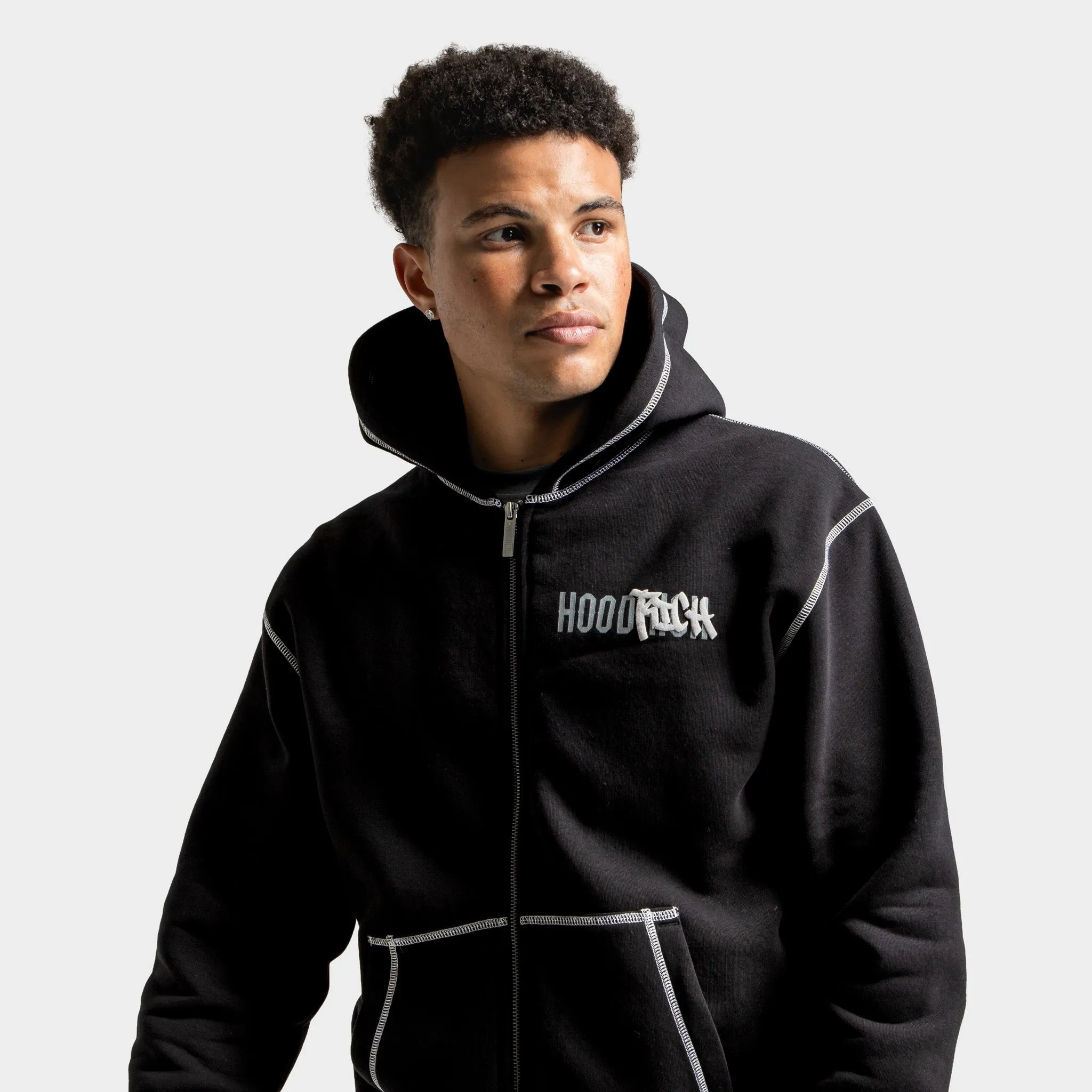 Hoodrich Wandal Zip-through Hoodie Black / Lava Smoke - Quiet Grey