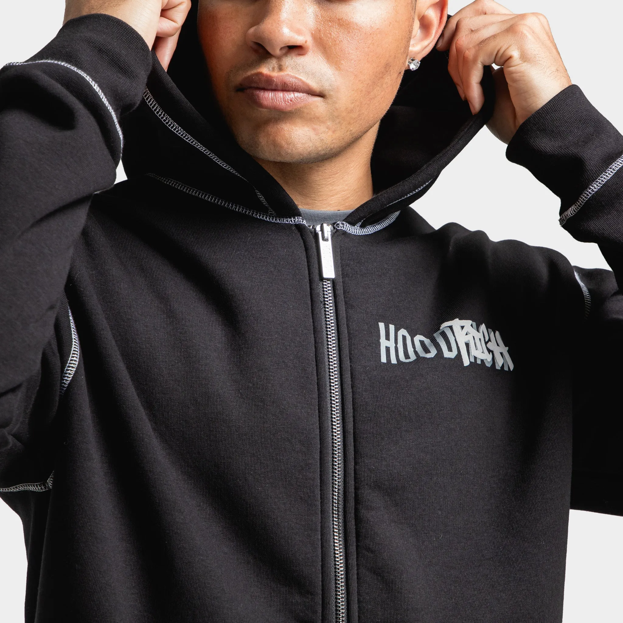 Hoodrich Wandal Zip-through Hoodie Black / Lava Smoke - Quiet Grey