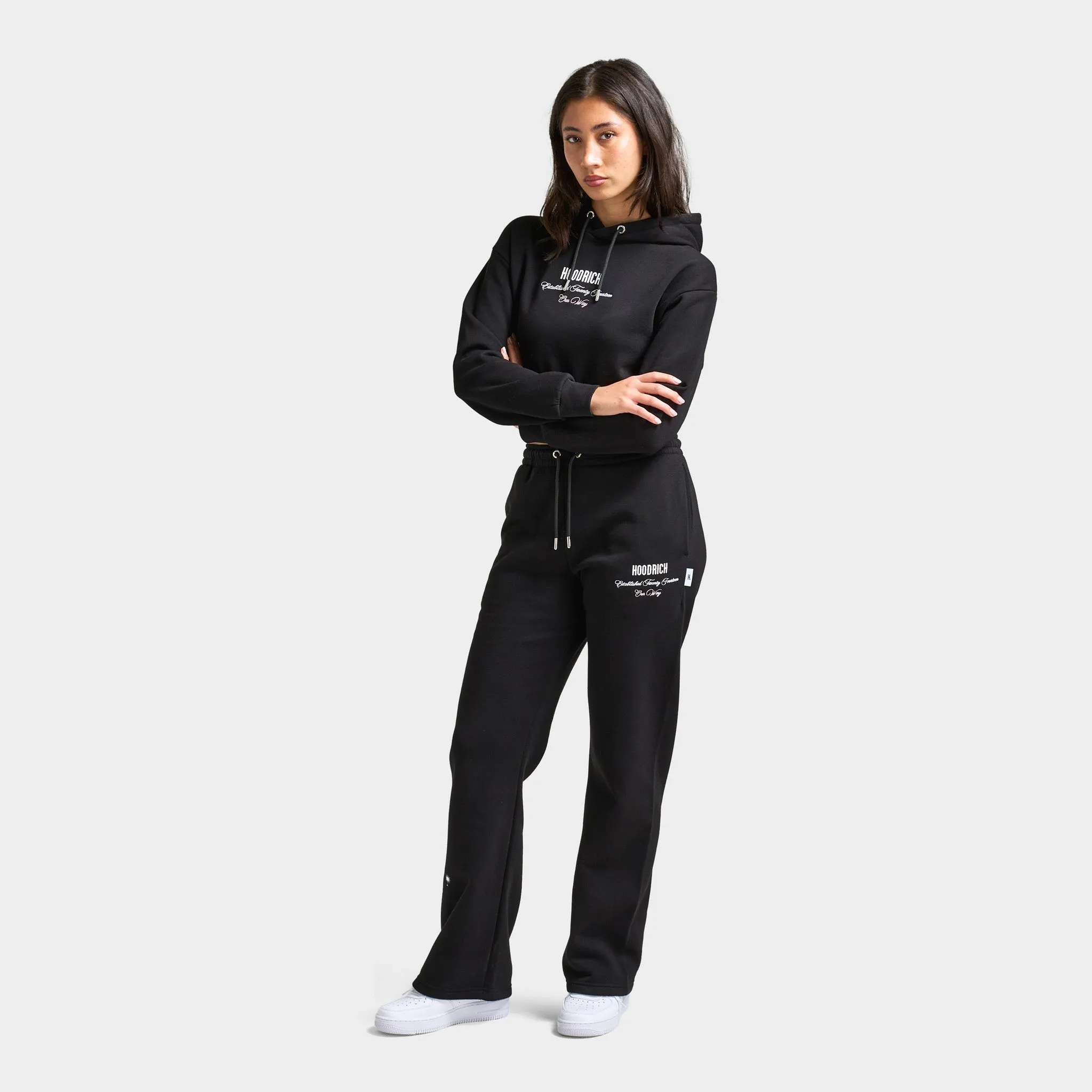 Hoodrich Women's OG Eternal Crop Hoodie Black / White - Festival Bloom