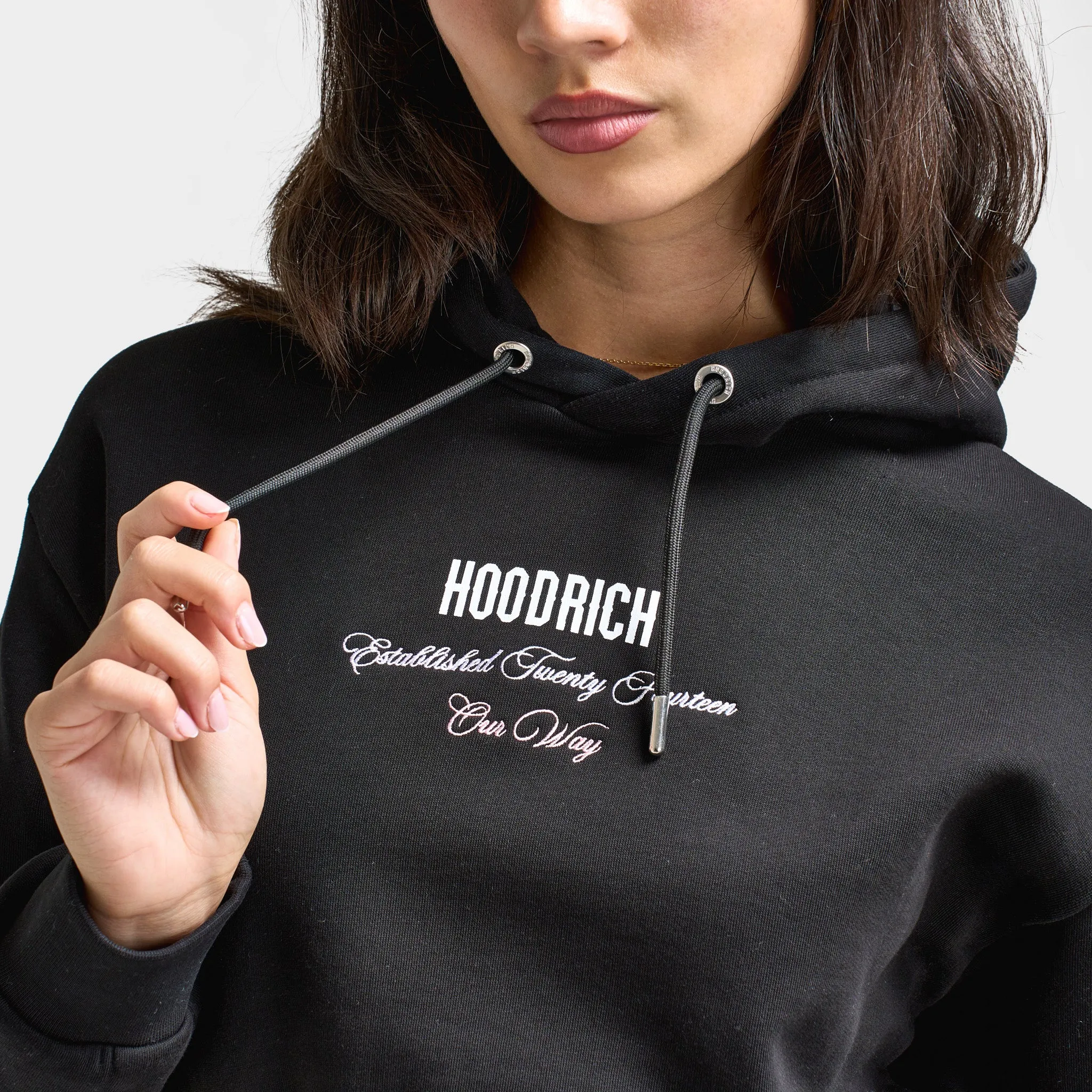 Hoodrich Women's OG Eternal Crop Hoodie Black / White - Festival Bloom