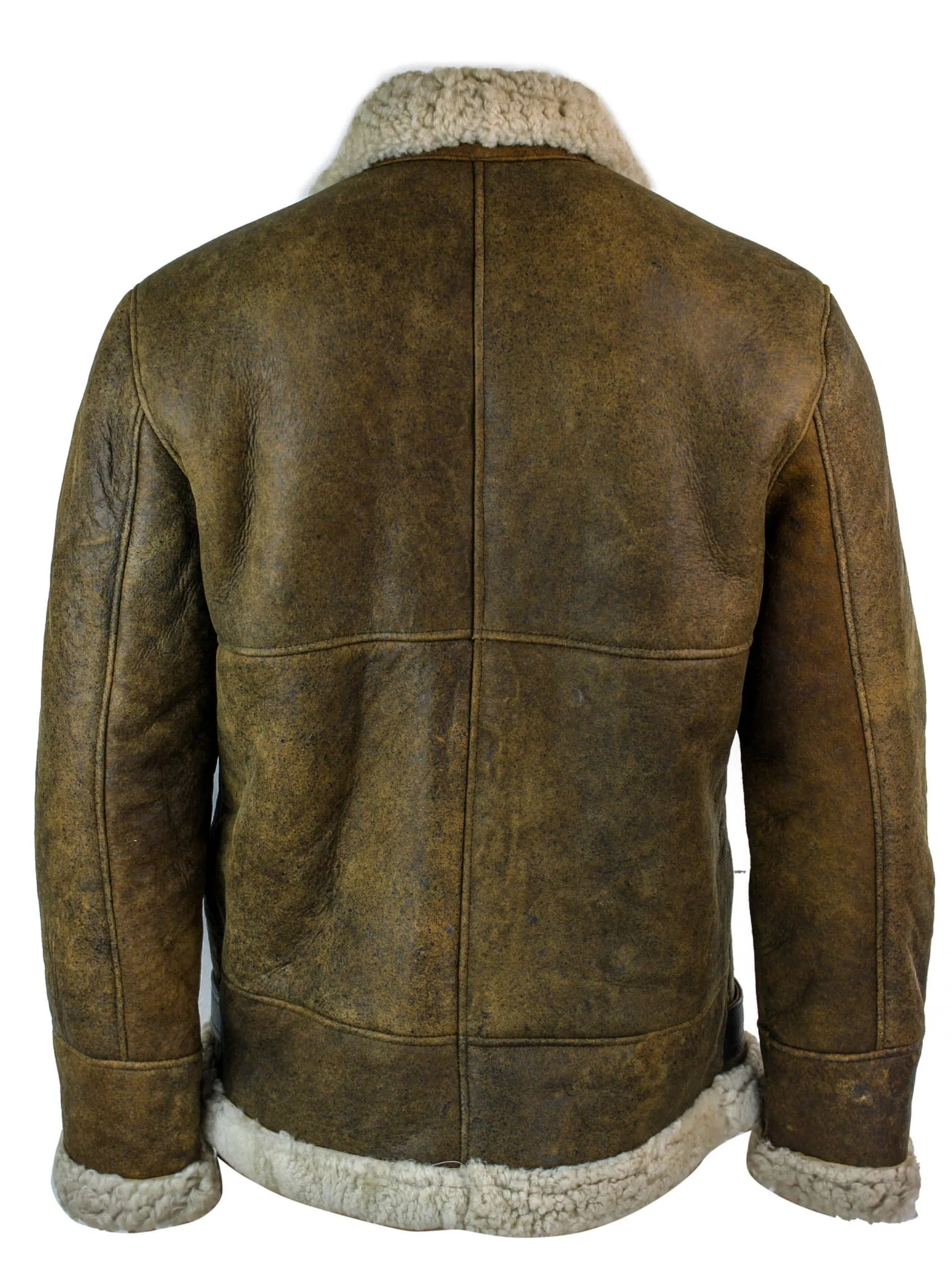 Infinity EK02 Mens Vintage Antique Sherling Sheepskin Cream Fur Air Force Pilot RAF Jacket