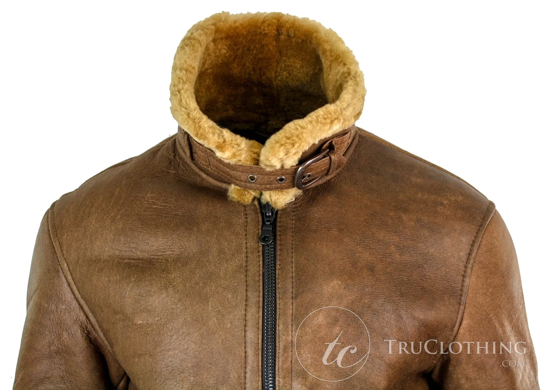 Infinity Rikardo Mens Retro Vintage Classic Real Sheepskin RAF Pilot Flying Jacket Tan Ginger Fur Zip