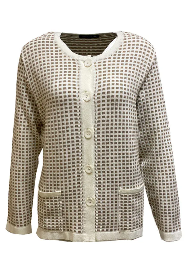 Iodena CHECKERED BUTTONED CARDIGAN