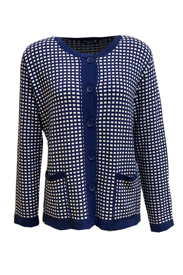 Iodena CHECKERED BUTTONED CARDIGAN