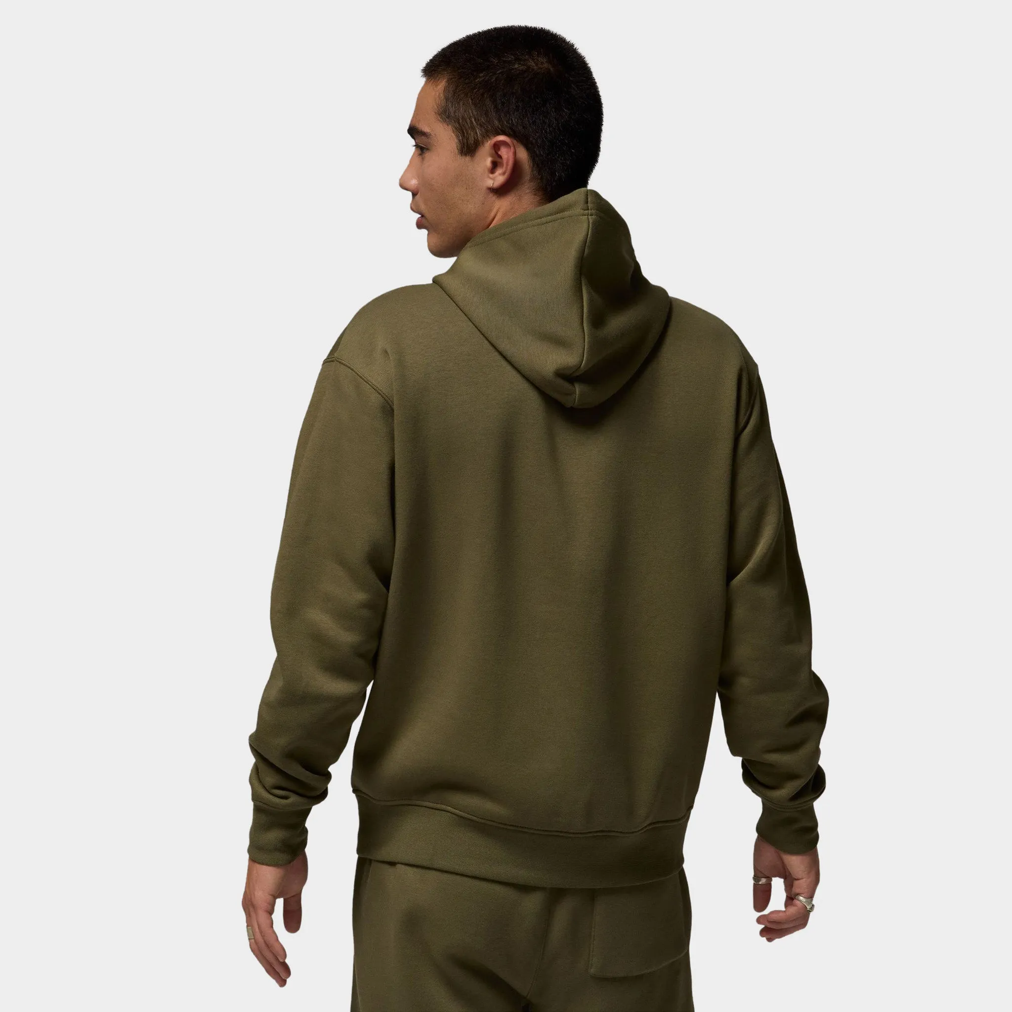 Jordan Essentials Fleece Baseline Hoodie Medium Olive / Black - White