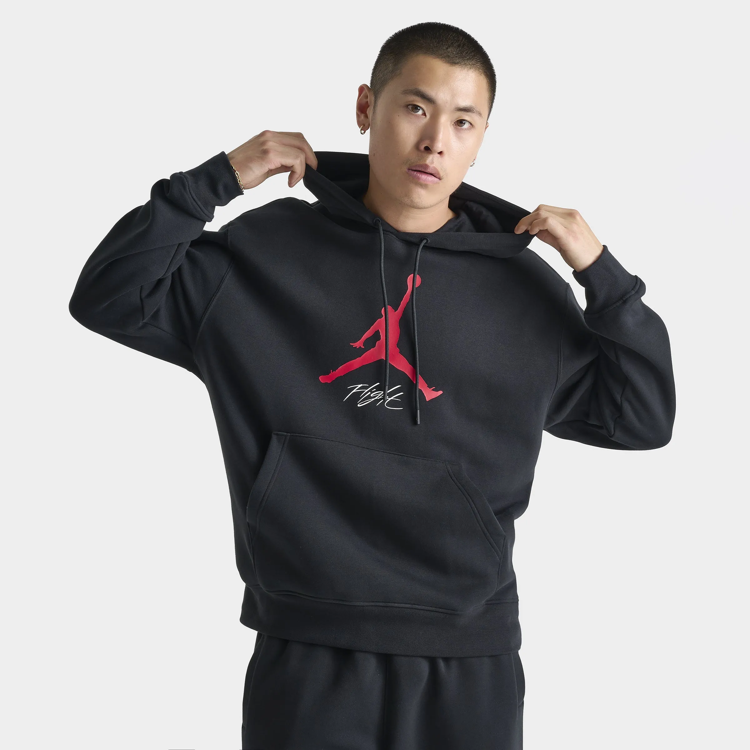 Jordan Essentials Fleece Pullover Hoodie Black / Gym Red