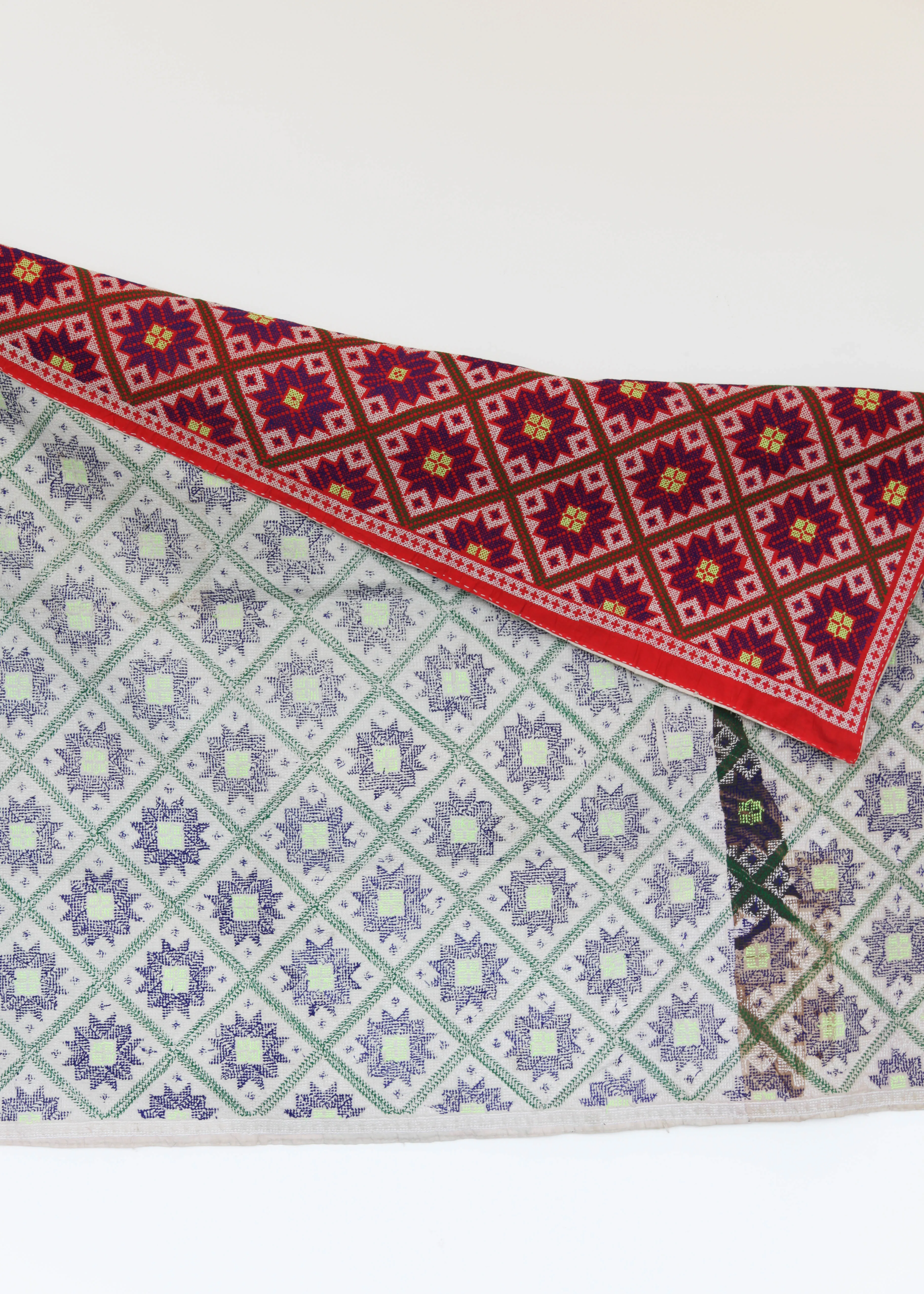 Kantha Quilt - Red Star