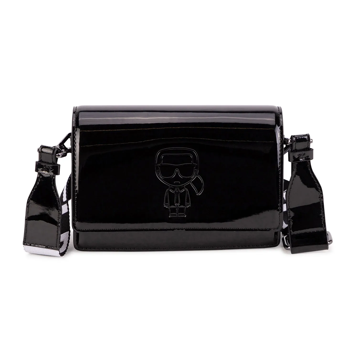 Karl Lagerfeld Ikonik Glossy Black Shoulder Bag