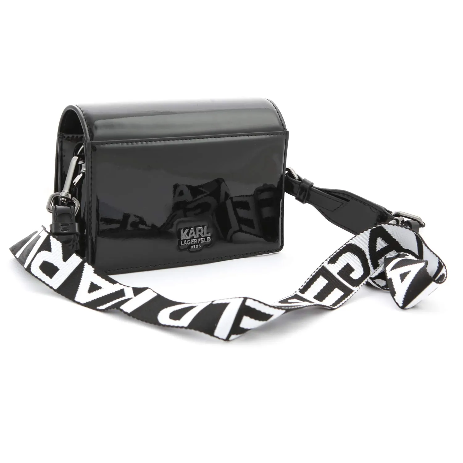 Karl Lagerfeld Shiny Black Shoulder Bag For Girl And Teen