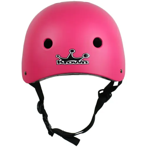 Krown Pink Shell with Black Strap Skateboard Helmet, Youth One Size