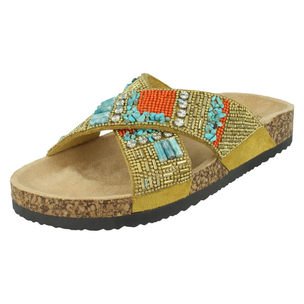 Ladies Spot On Beaded Mules F0R0347