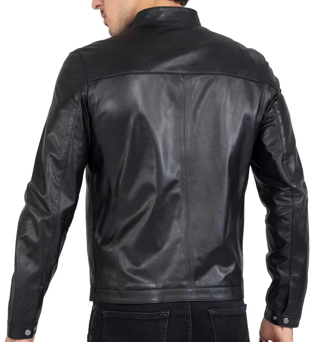 Lamb Premium Leather Black Biker Jacket for Men Tailored Fit - B207