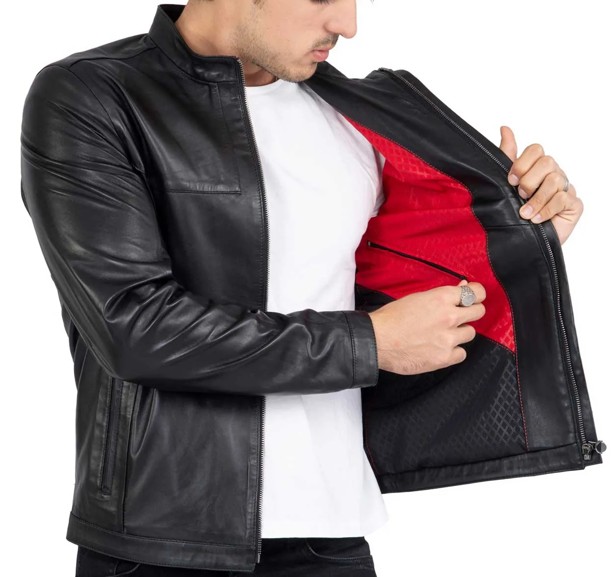 Lamb Premium Leather Black Biker Jacket for Men Tailored Fit - B207