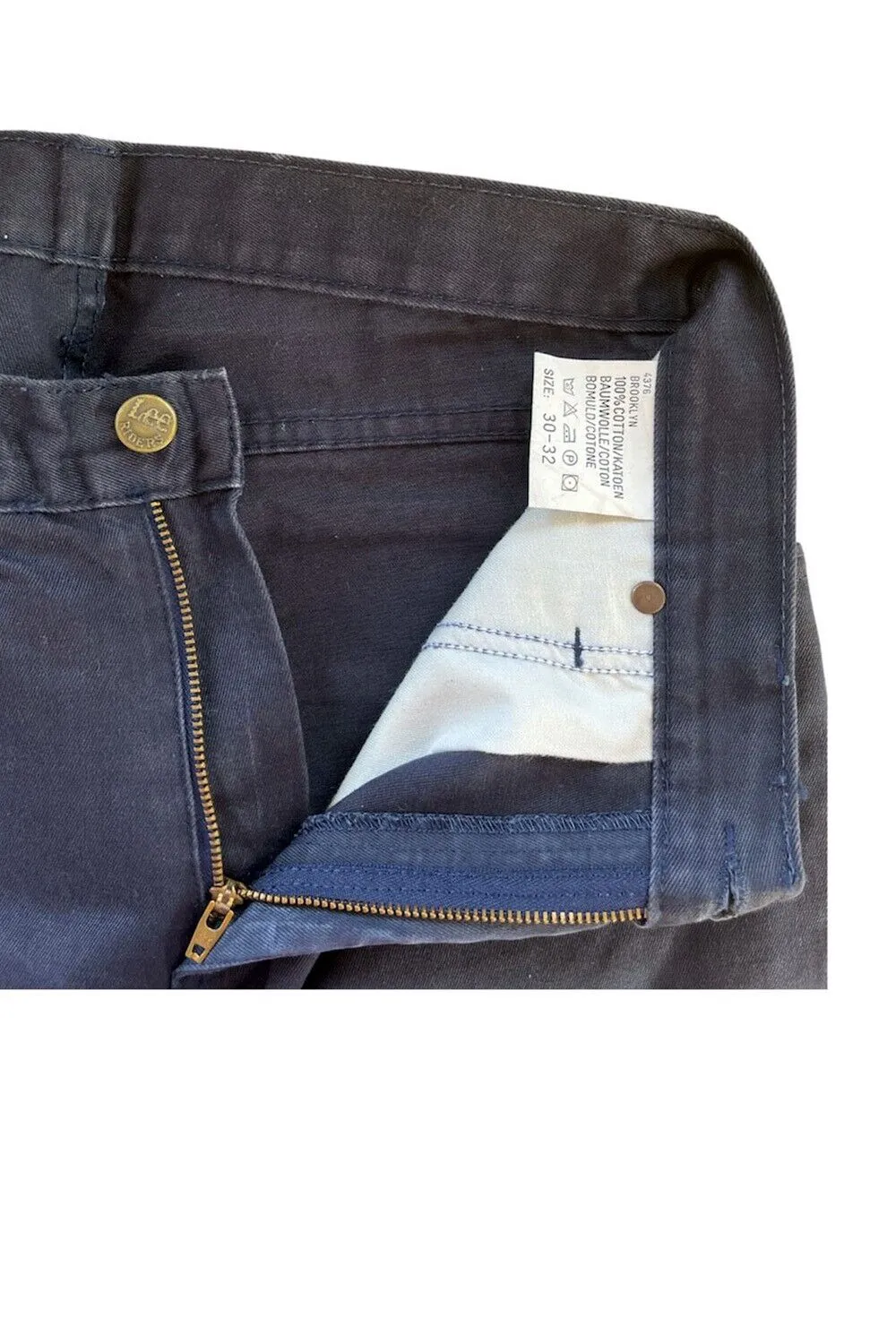 Lee Brooklyn Jeans Straight Slim Fit Vintage Denim Navy Size W30 L27.5 - Pepper Tree London