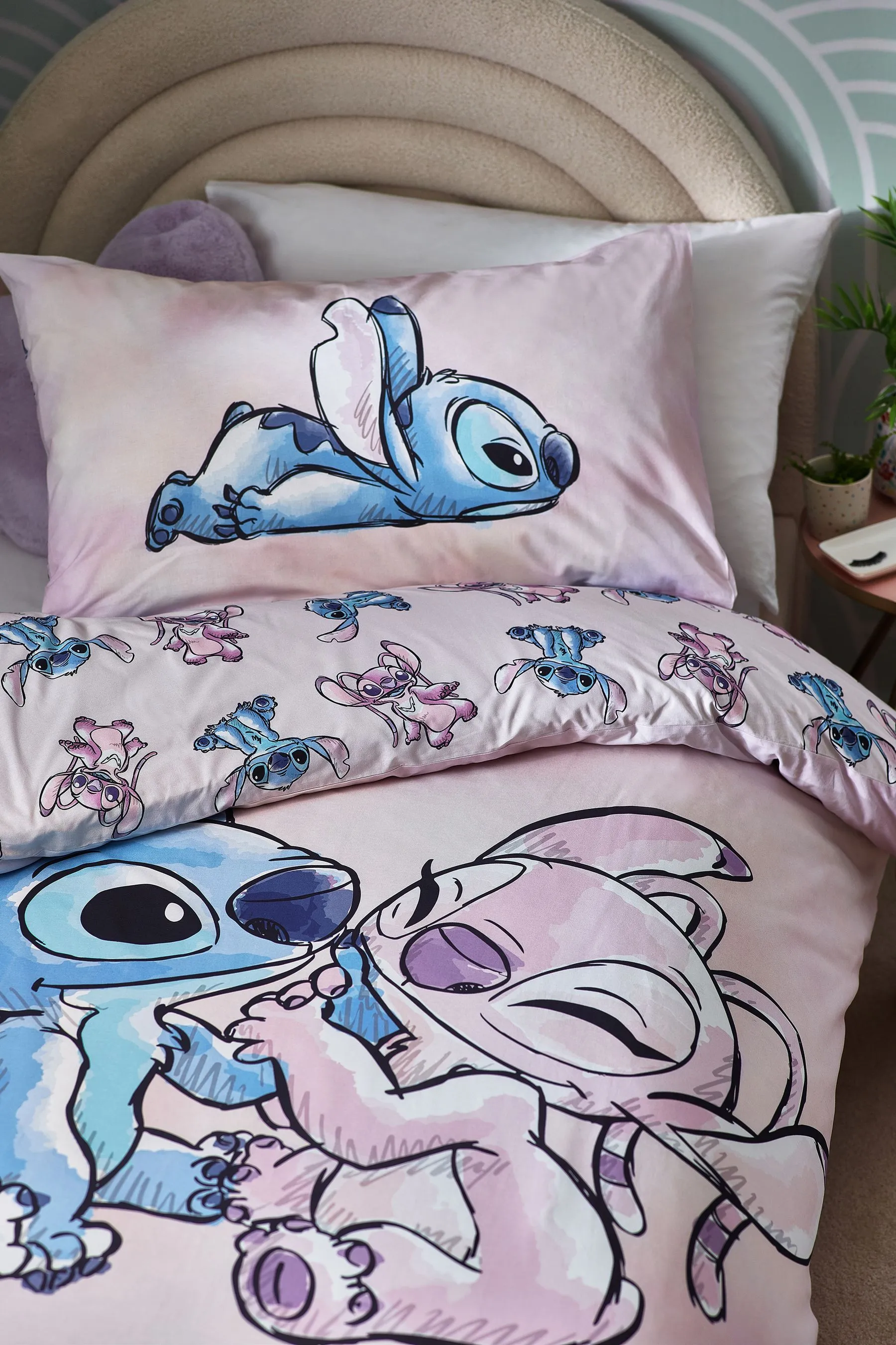 Lilo & Stitch Purple Reversible 100% Cotton Duvet Cover and Pillowcase Set