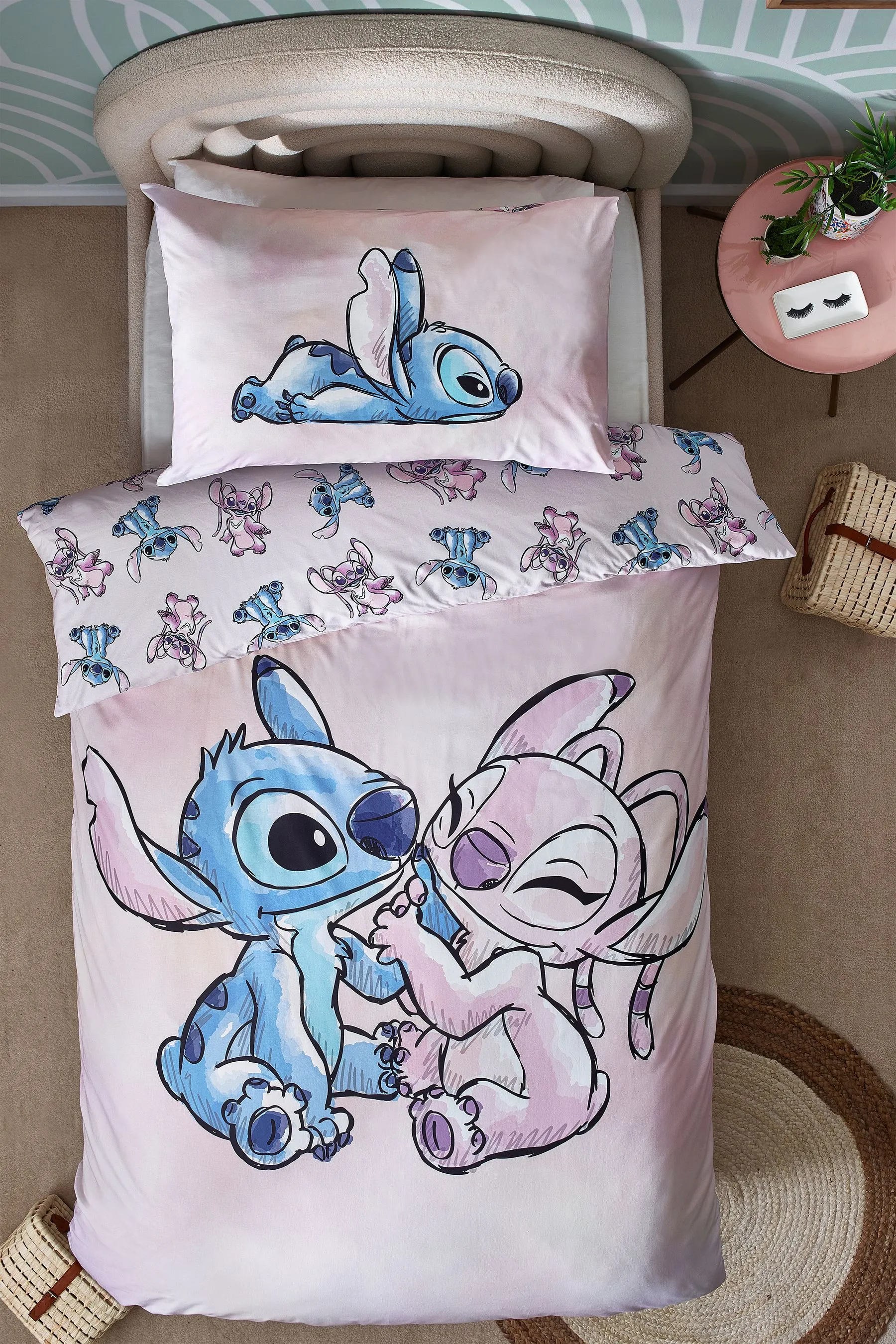 Lilo & Stitch Purple Reversible 100% Cotton Duvet Cover and Pillowcase Set